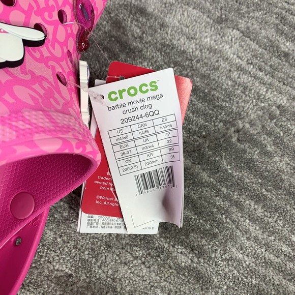 Crocs Barbie The Movie Mega Crush Clog Pink Women's Size 6W - Picture 8 of 8